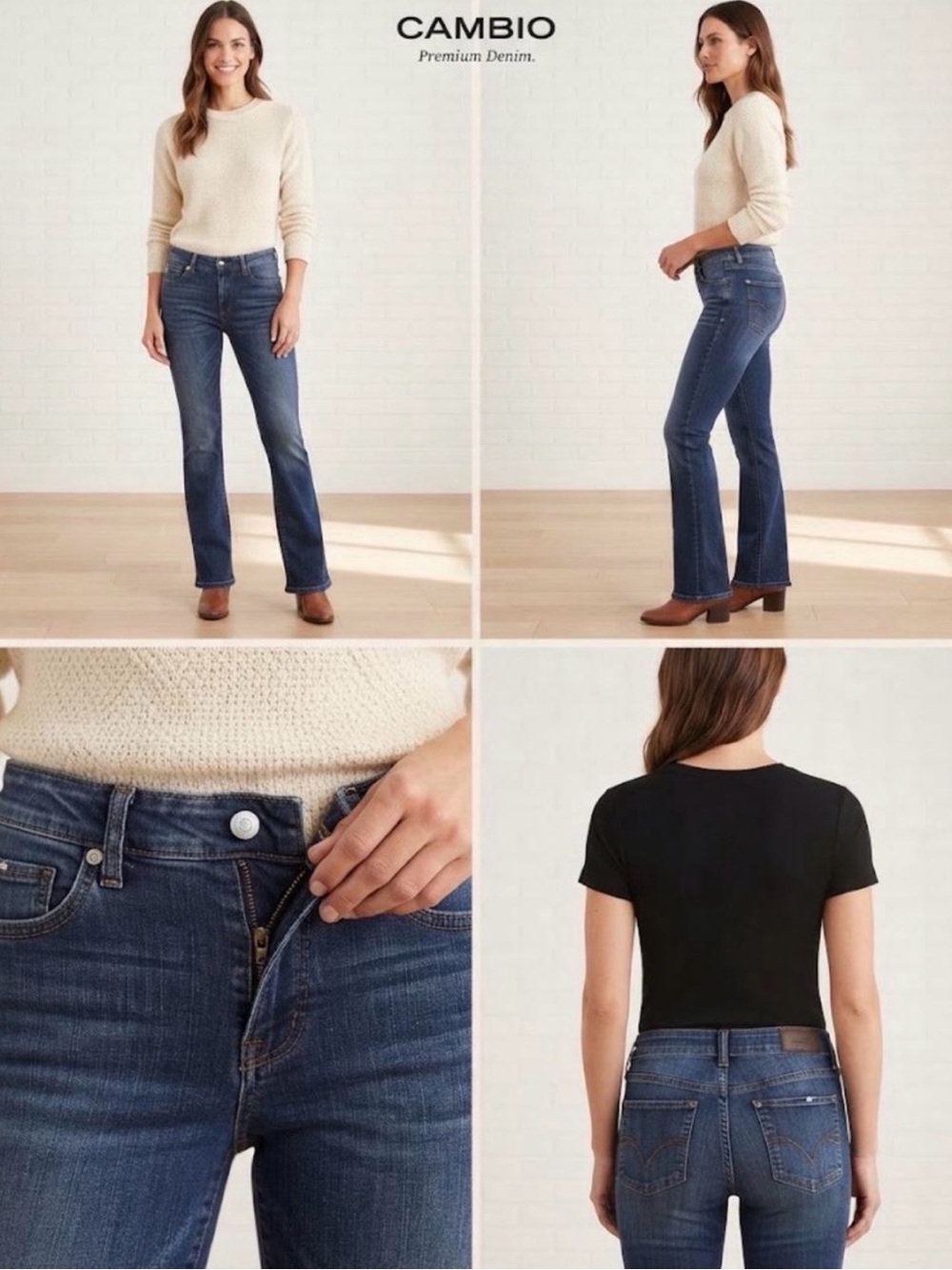 CAMBIO Premium Denim Women's Bootcut Jeans Medium Wash